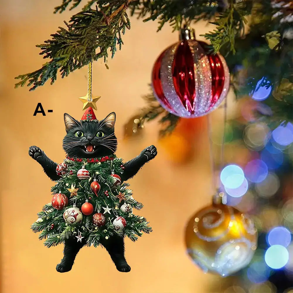2D Acrylic Christmas Cat & Snowman Ornament