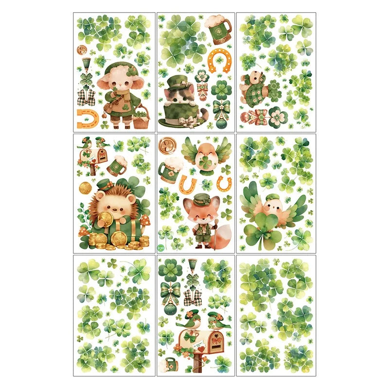 St. Patrick's Day Irish Dog Window Clings, 9-Sheet Set