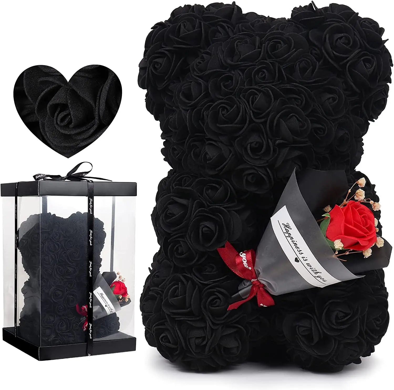 25cm Rose Bear with Flower Bouquet