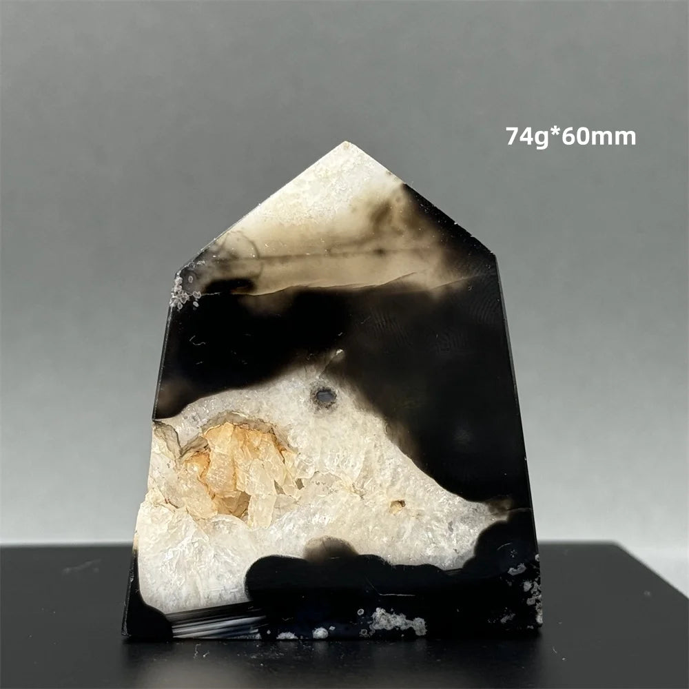 Black Agate Geode Obelisk Crystal
