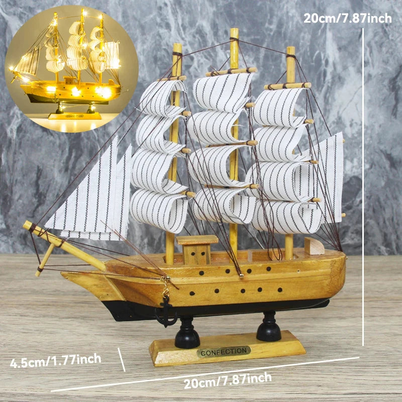 LED Wooden Sailboat Decor