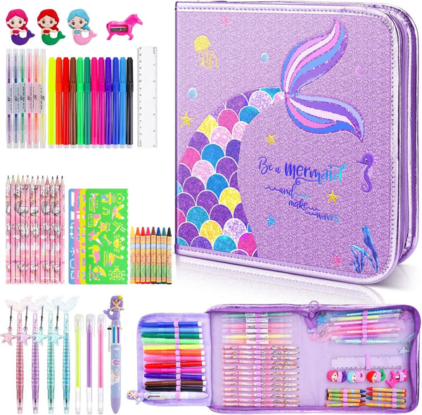 Coloring & Drawing Kit with Unicorn Pencil Case