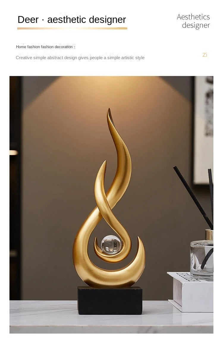 Abstract Orange Gold Ceramic Statue