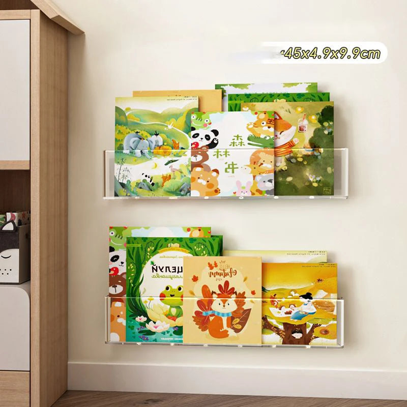Acrylic Wall-Mount Kids Book Display Shelf
