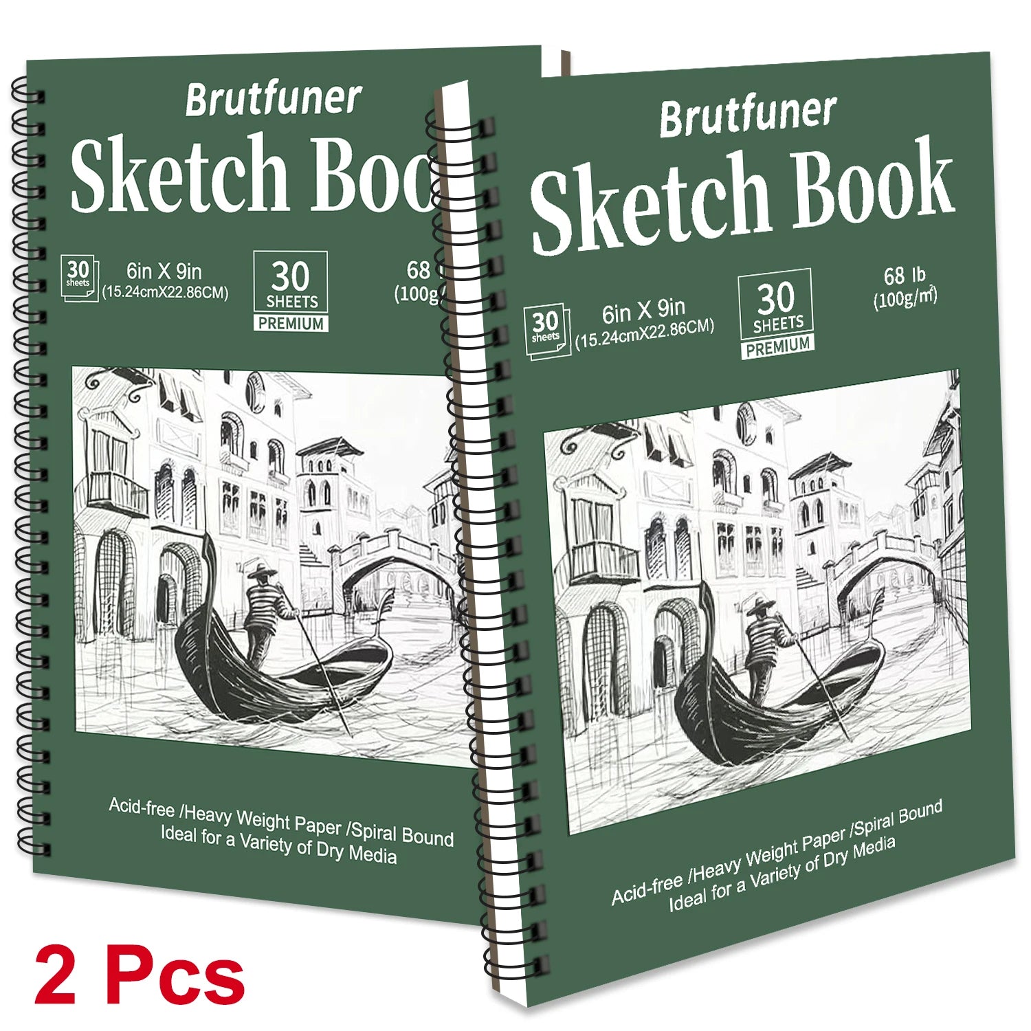 2pcs/30 Sheet Thick Spiral Sketchbook