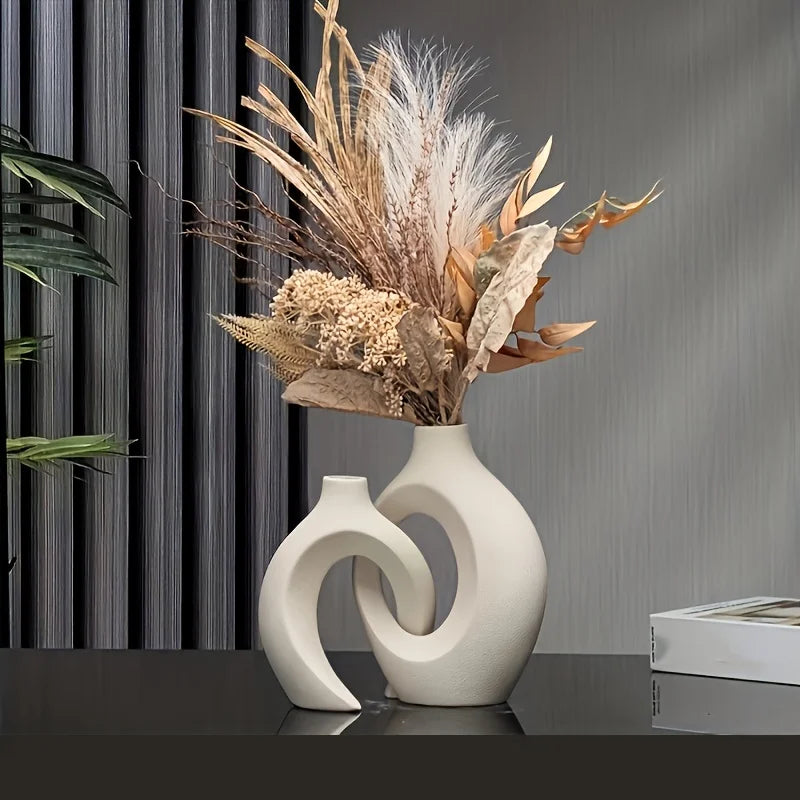 Hollow Nordic Ceramic Vase Set of 2