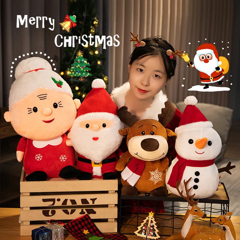 Cute Santa, Snowman & Elk Plush Toys