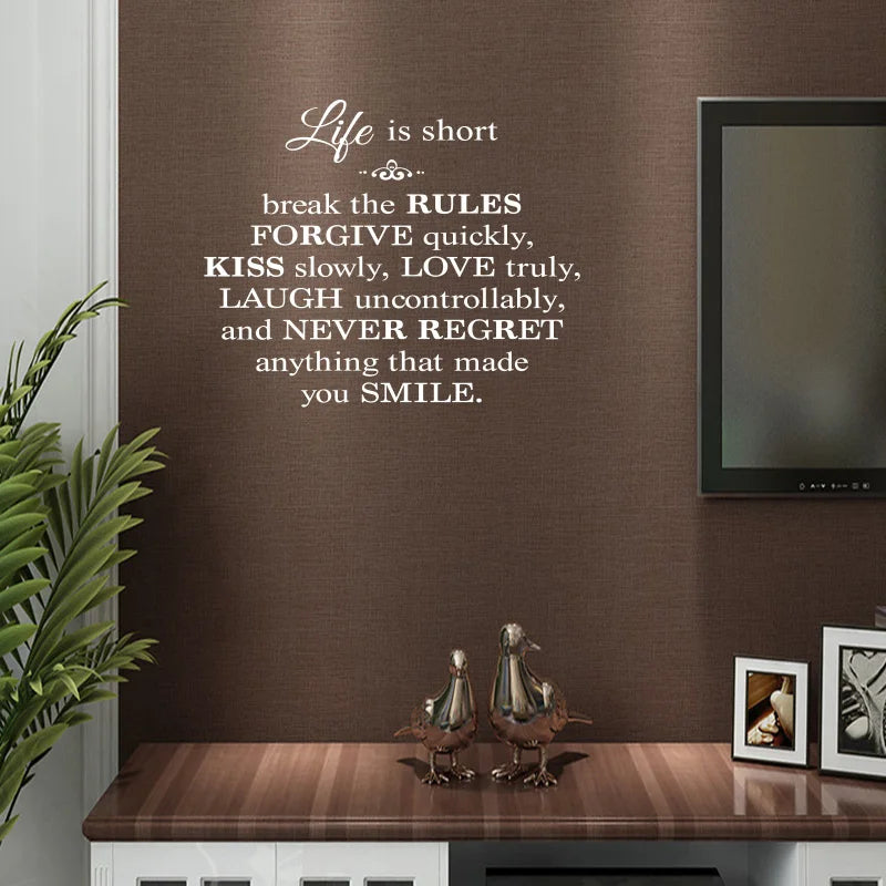 Life Is Short Quote Wall Sticker
