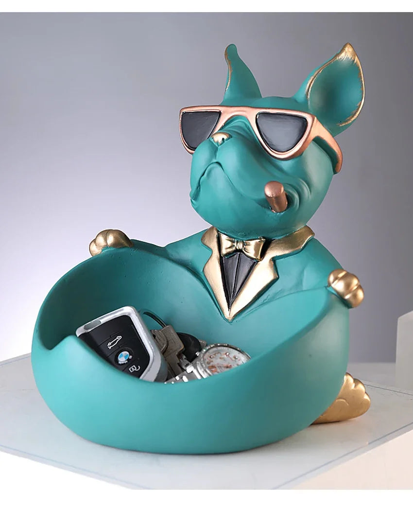Resin Dog Figurine with Storage Box, Home Décor