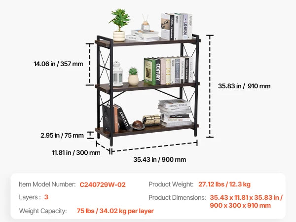 SucceBuy Industrial Metal Bookshelf