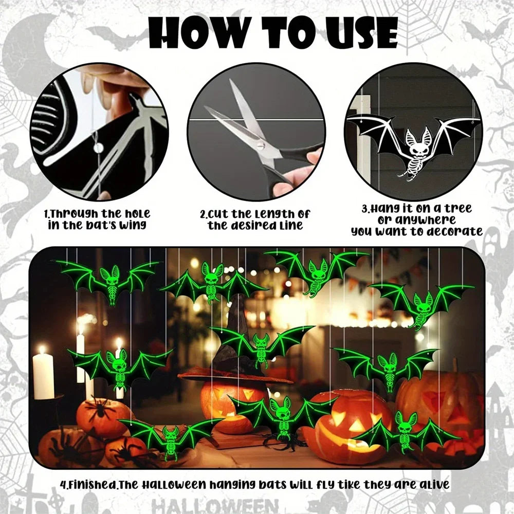 Glow-in-the-Dark 3D Hanging Bats
