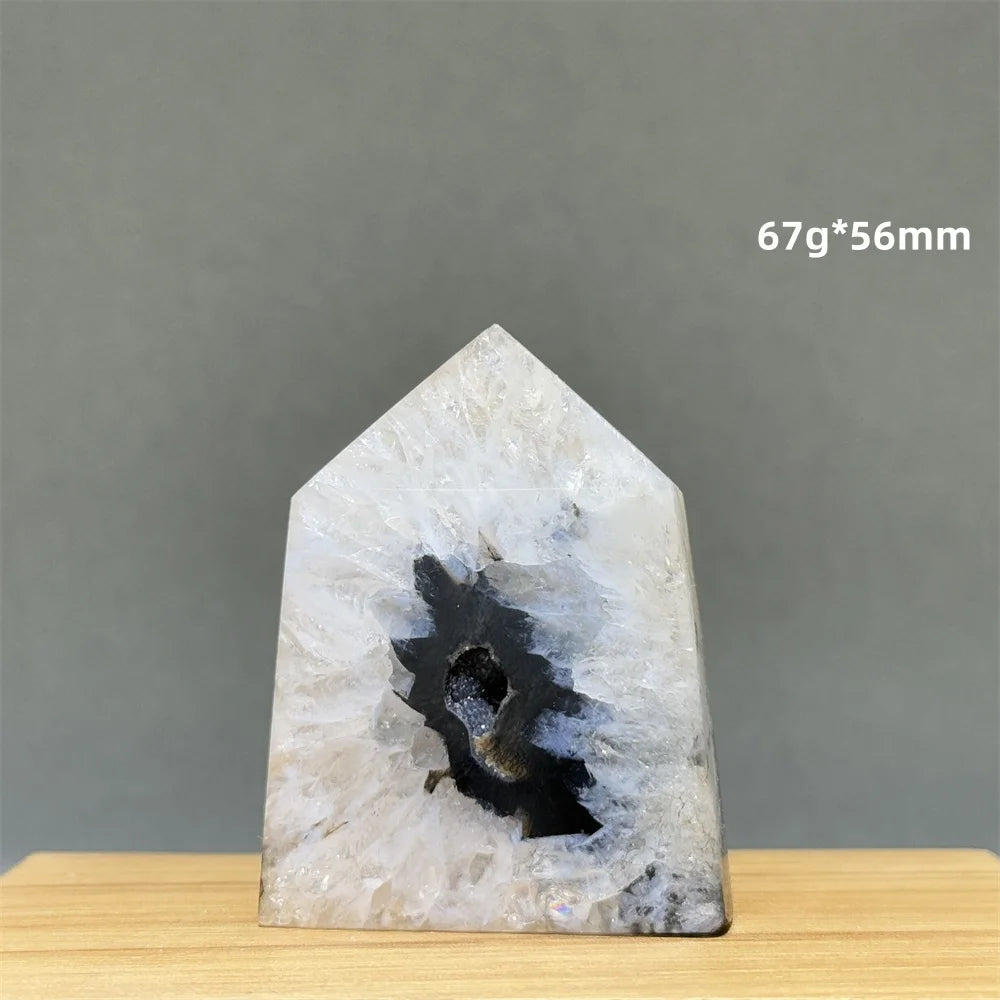 Black Agate Geode Obelisk Crystal