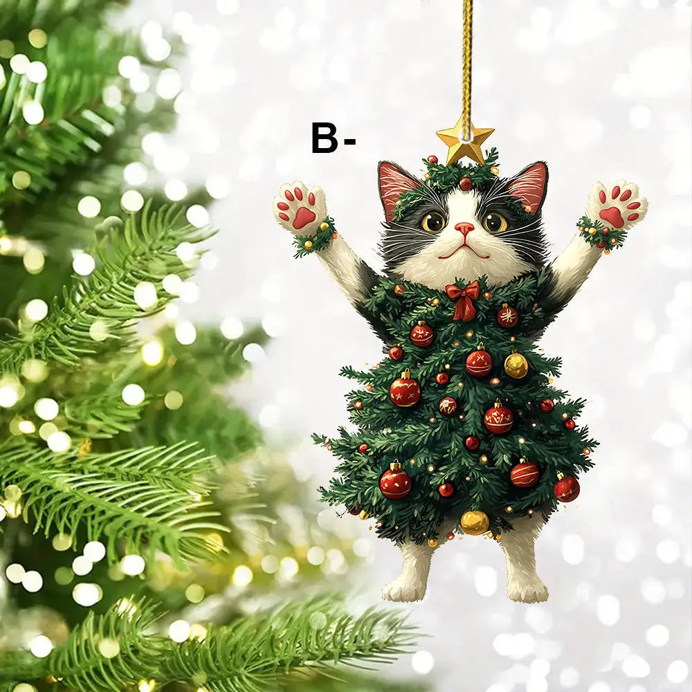 2D Acrylic Christmas Cat & Snowman Ornament