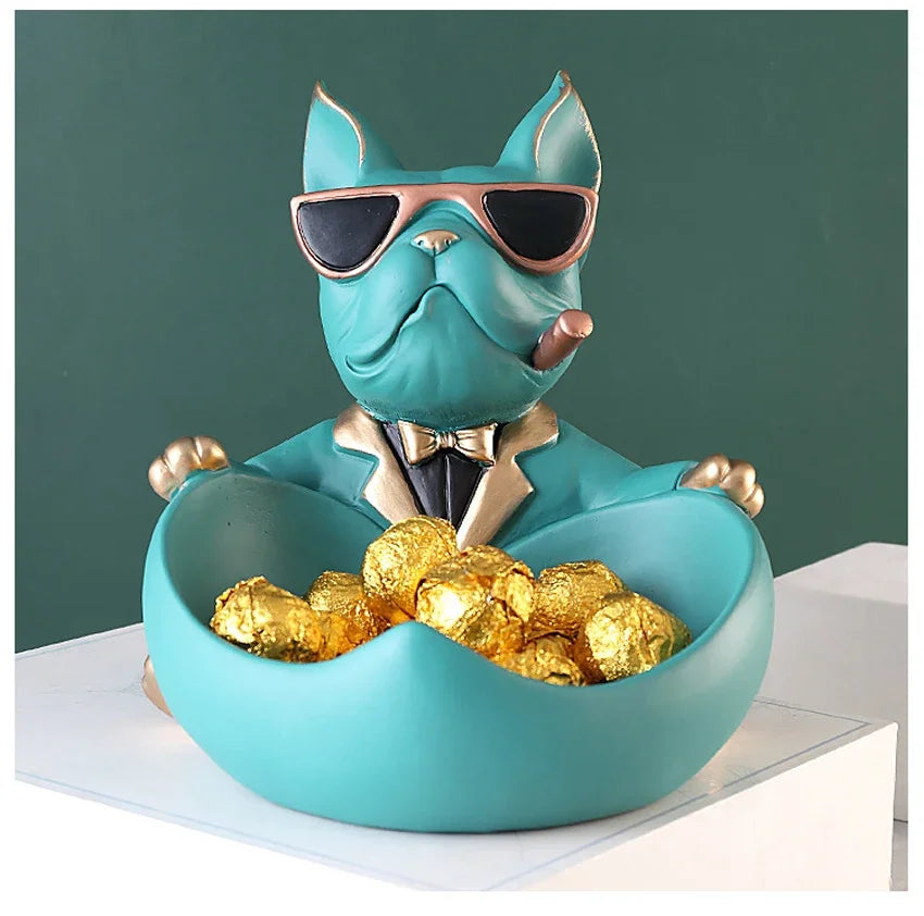 Resin Dog Figurine with Storage Box, Home Décor