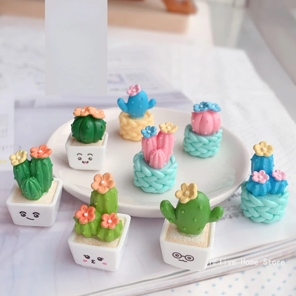Mini Resin Cactus Set – 4pcs Succulent Plant Decor