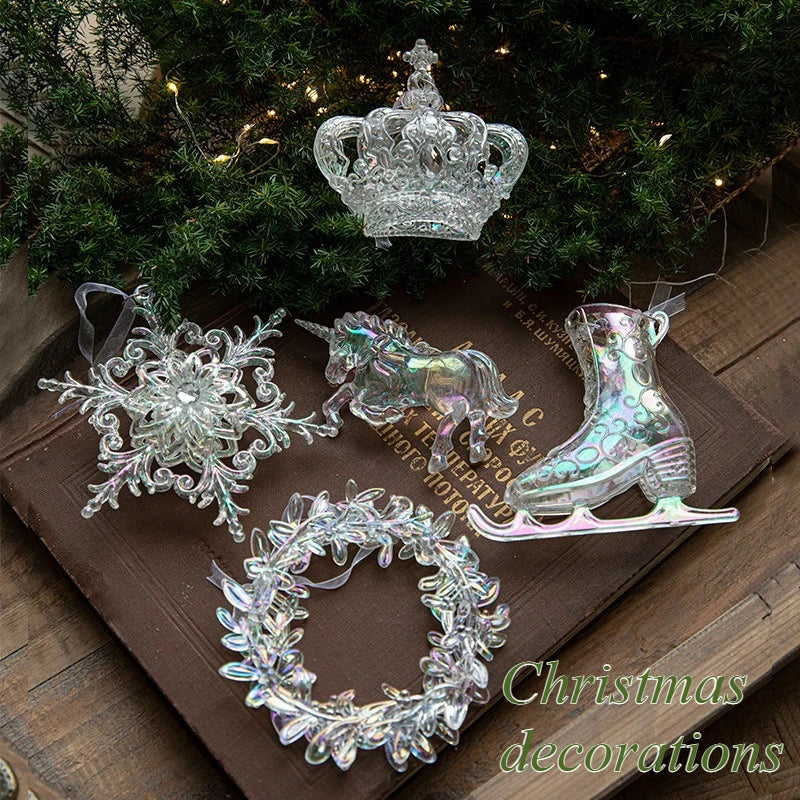 Acrylic Snowflake & Reindeer Christmas Pendant