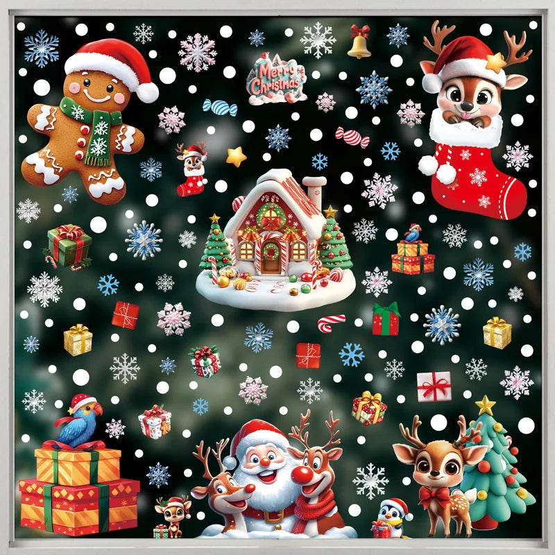Christmas Snowflake & Santa Window Clings