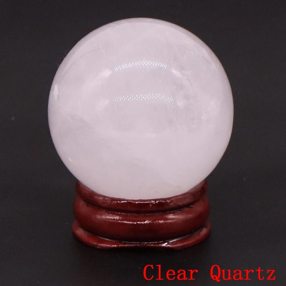 Natural Gemstone Crystal Ball with Stand
