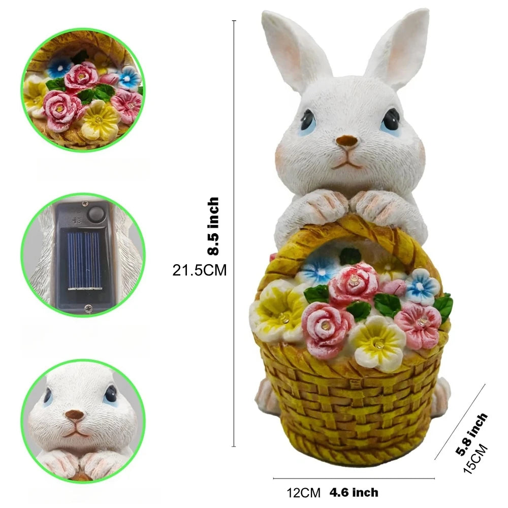 Easter Bunny Solar Flower Light Figurine