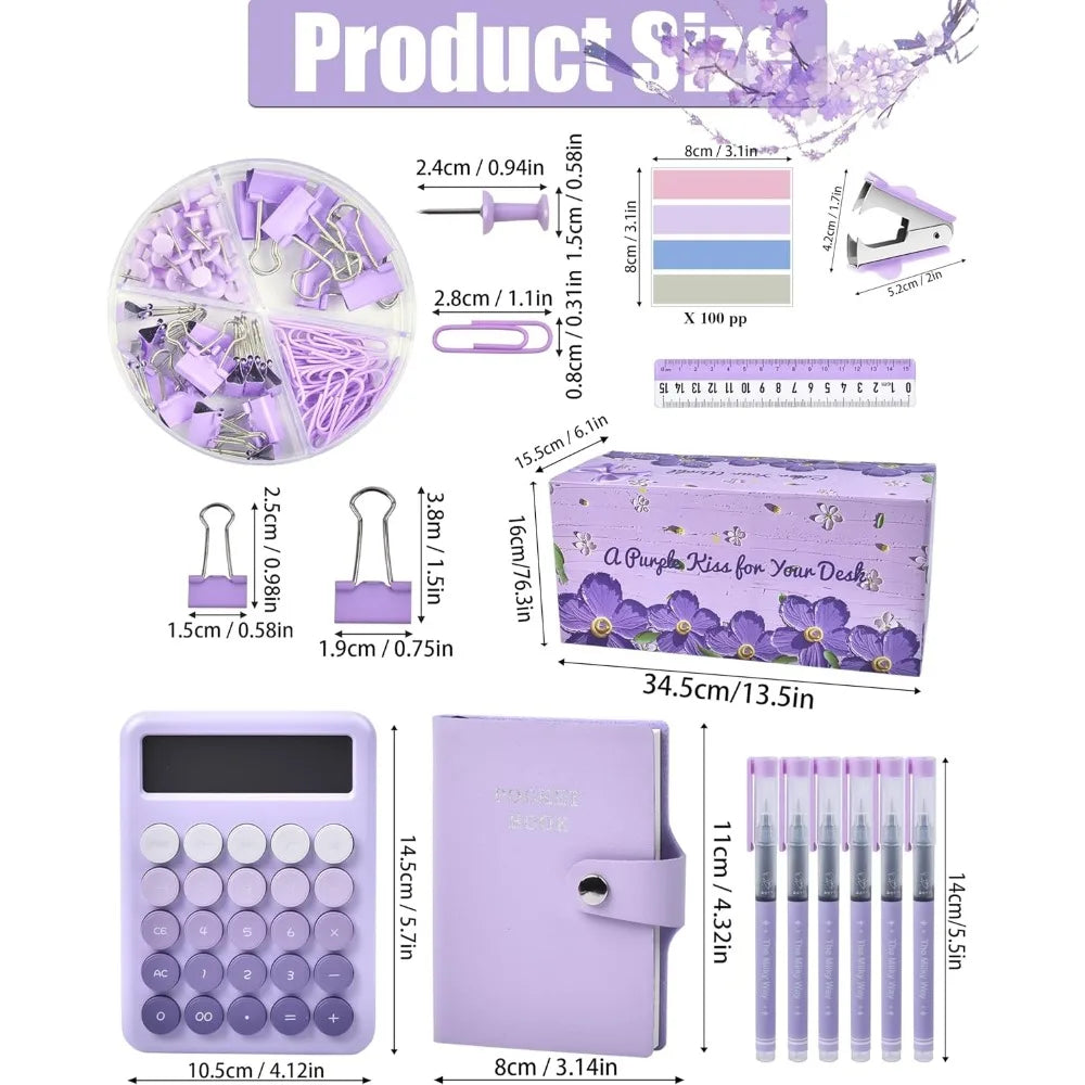 Purple Mesh Desk Organizer Set with Rotating Pen Holder