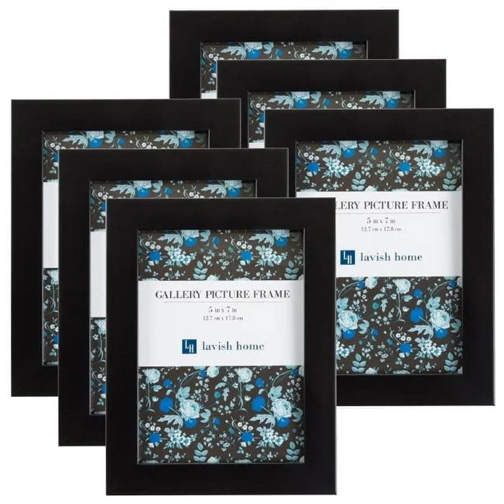 Set of 6 Black 5x7 Picture Frames