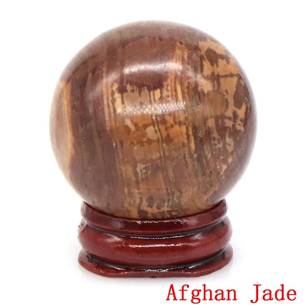 Natural Gemstone Crystal Ball with Stand