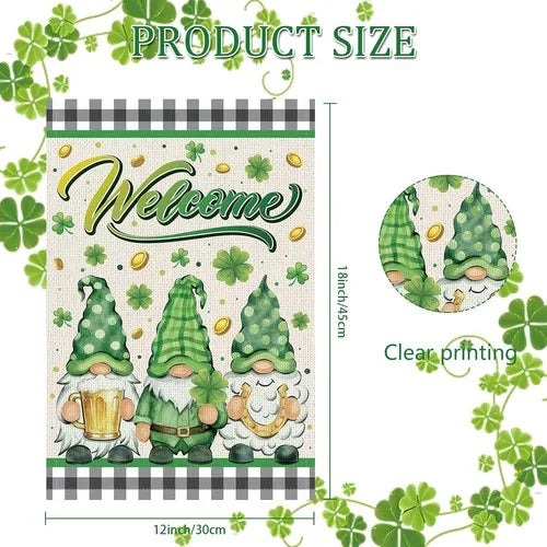 St. Patrick's Day Gnome Garden Flag