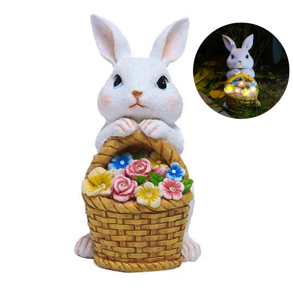 Easter Bunny Solar Flower Light Figurine