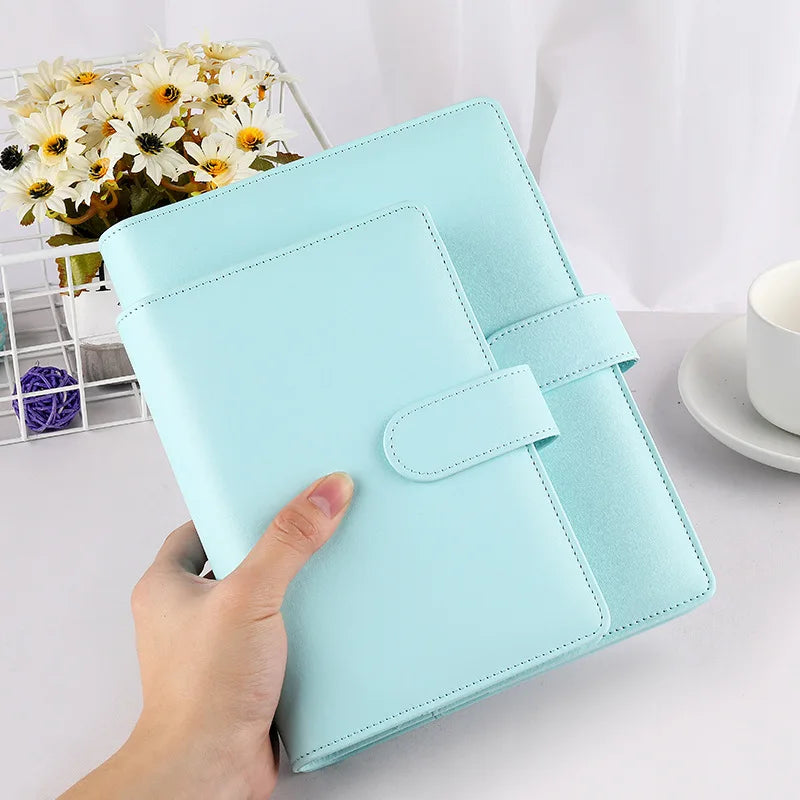 Macaron PU Leather Binder – A5/A6 DIY Planner Cover for School & Office