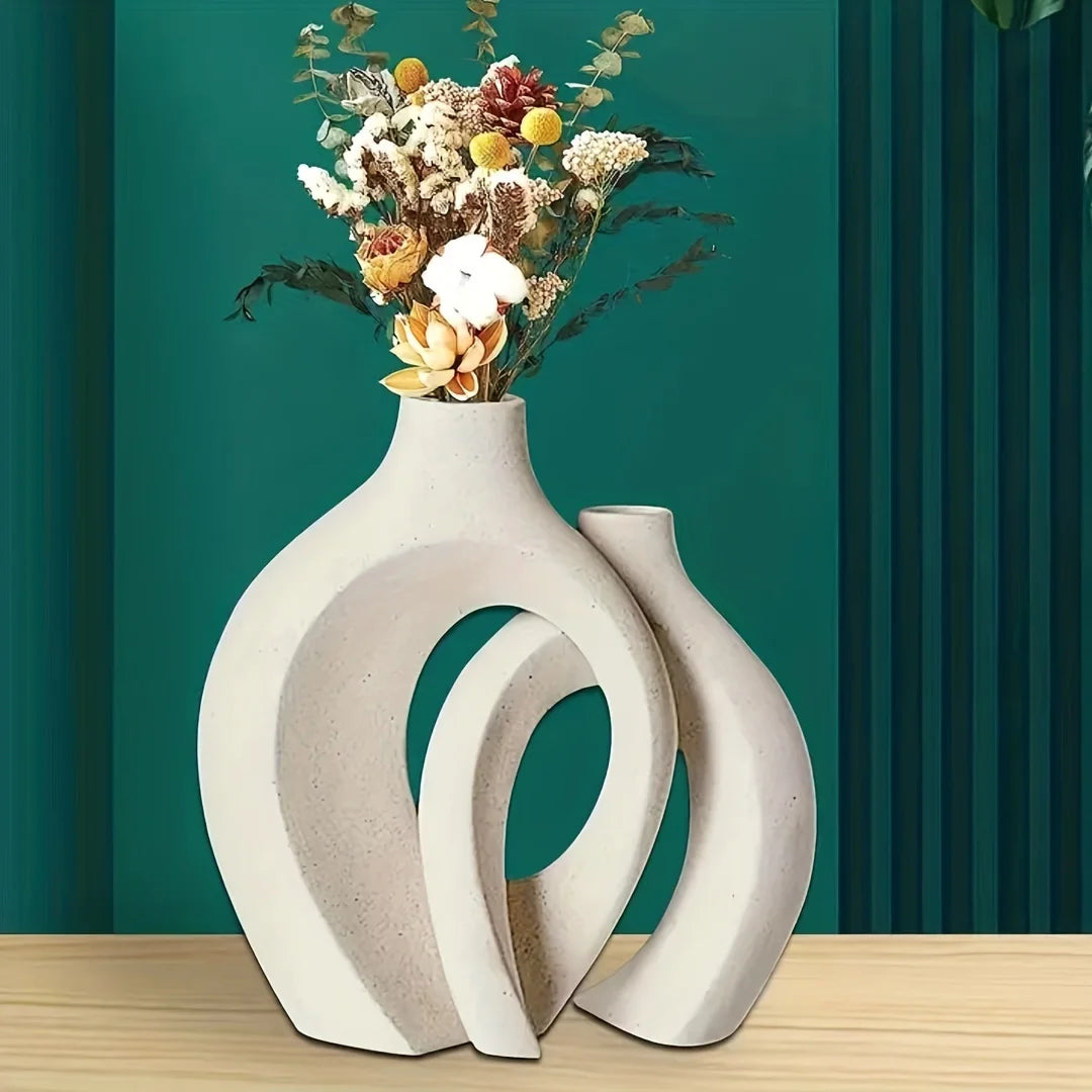 Hollow Nordic Ceramic Vase Set