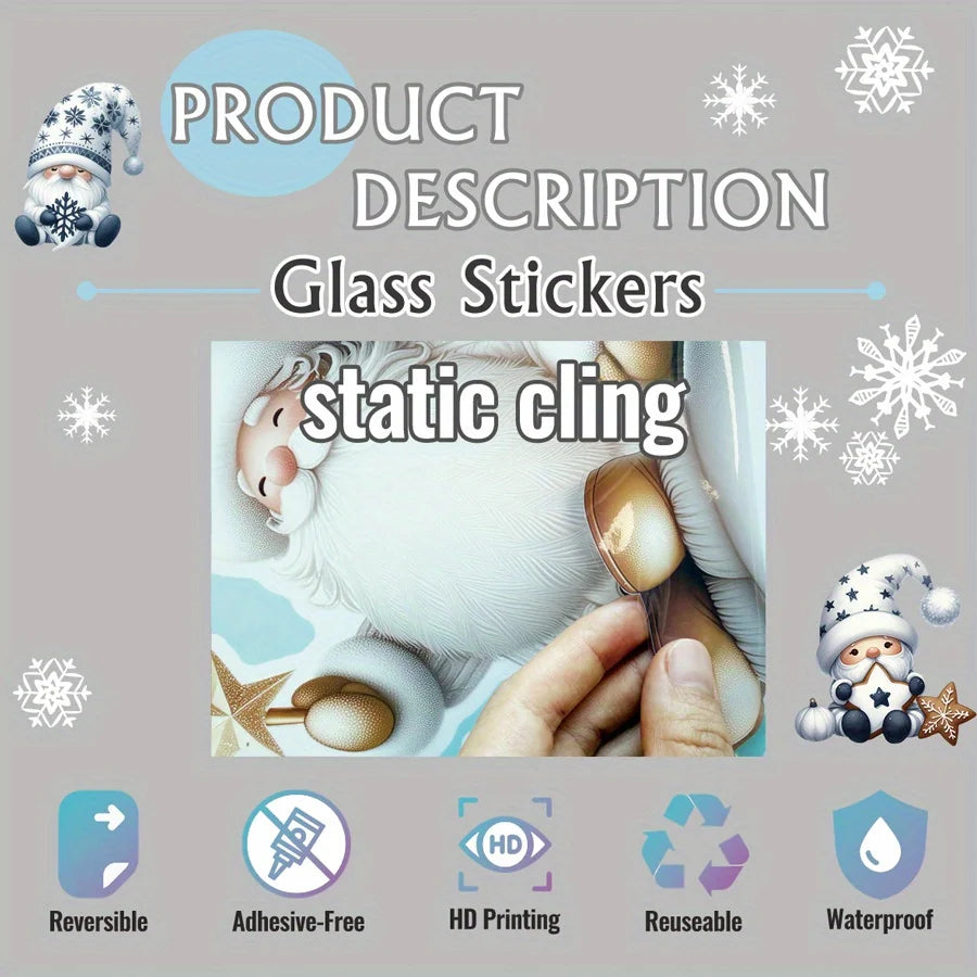 Santa Claus Window Cling Removable Glass Sticker