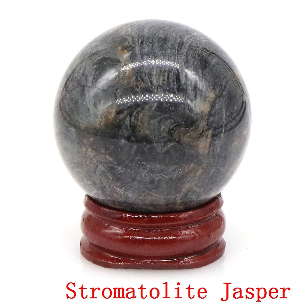 Natural Gemstone Crystal Ball with Stand