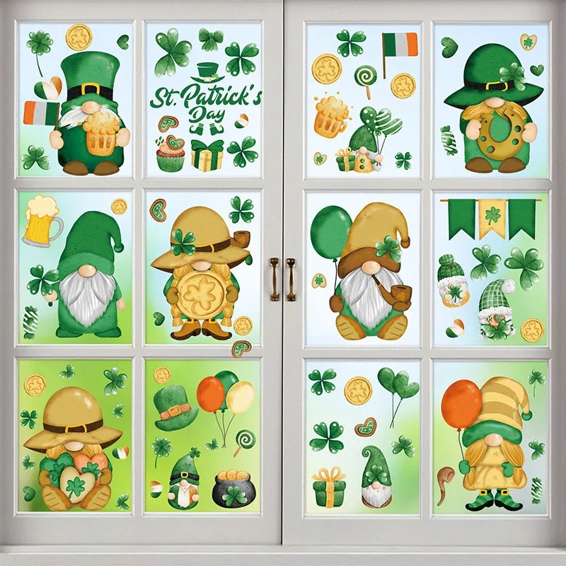 St. Patrick's Day Irish Dog Window Clings, 9-Sheet Set