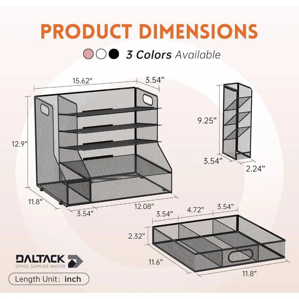 5-Tier Mesh Desk Organizer with Drawer