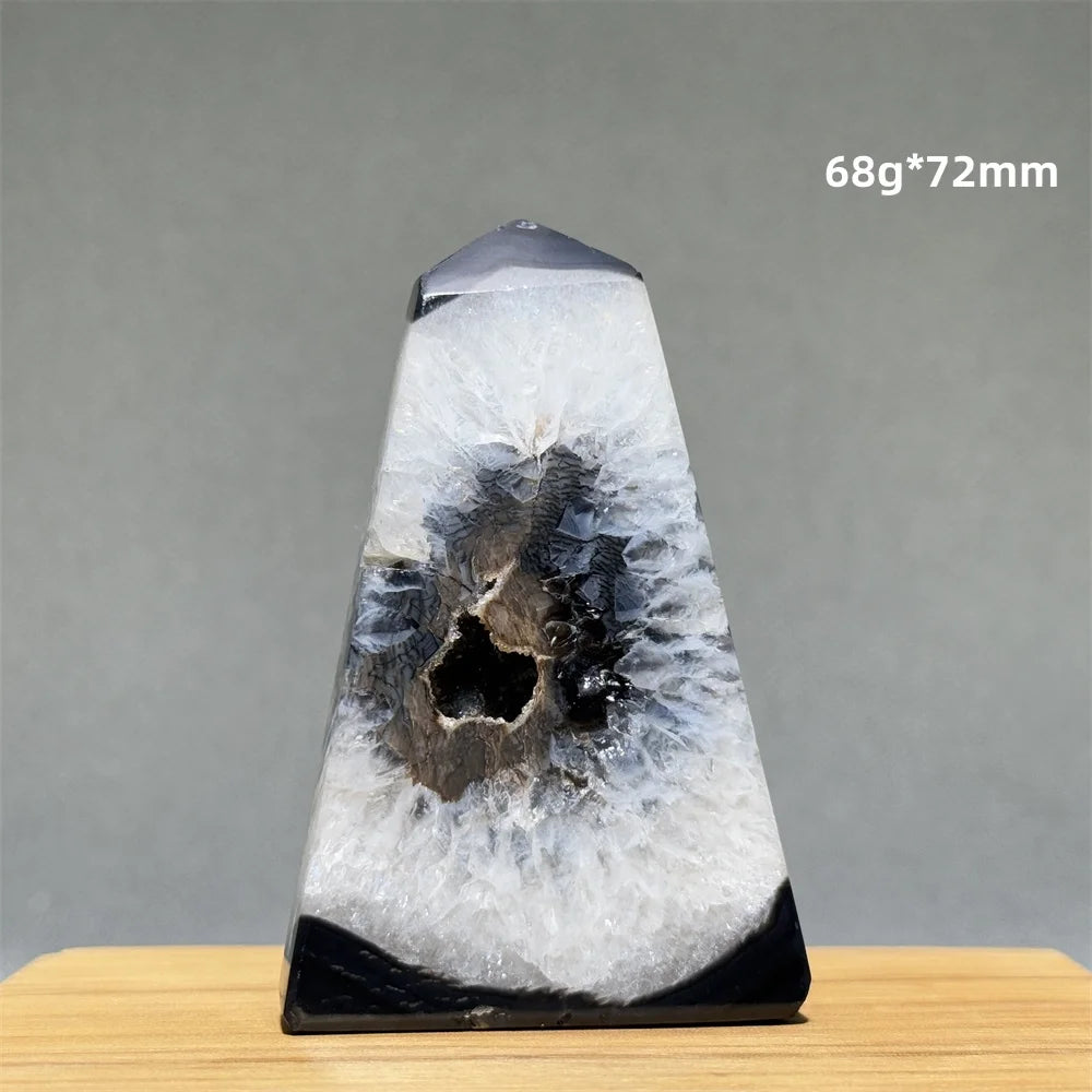 Black Agate Geode Obelisk Crystal