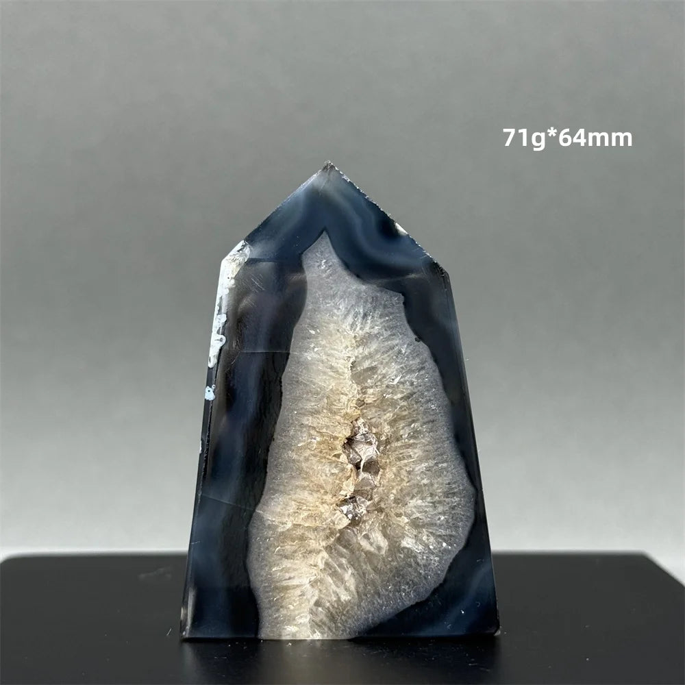 Black Agate Geode Obelisk Crystal