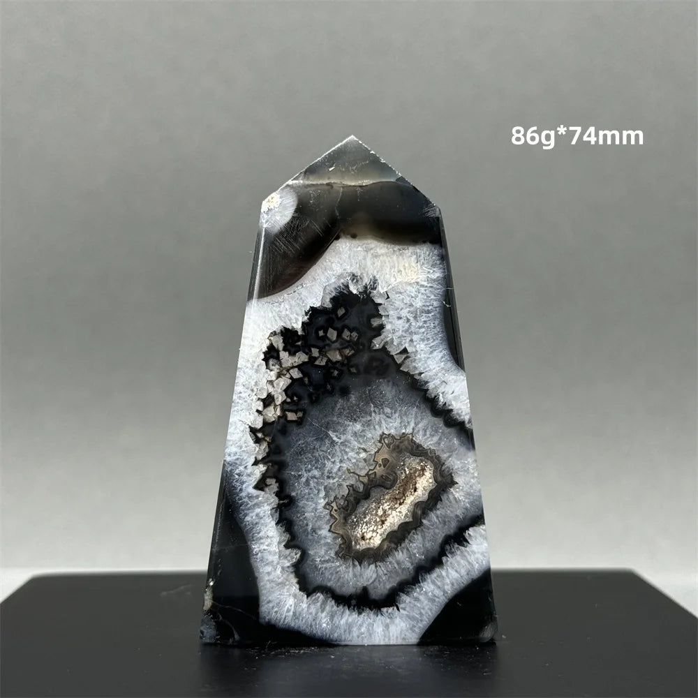 Black Agate Geode Obelisk Crystal