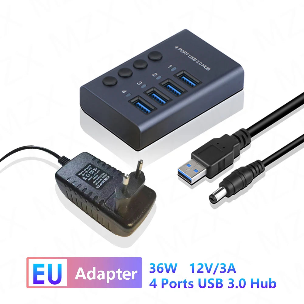 Aluminum USB 3.0 Hub 4/7/10 Port with Switch