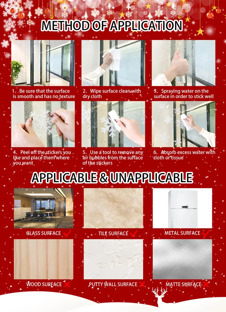 Christmas Snowflake & Santa Window Clings