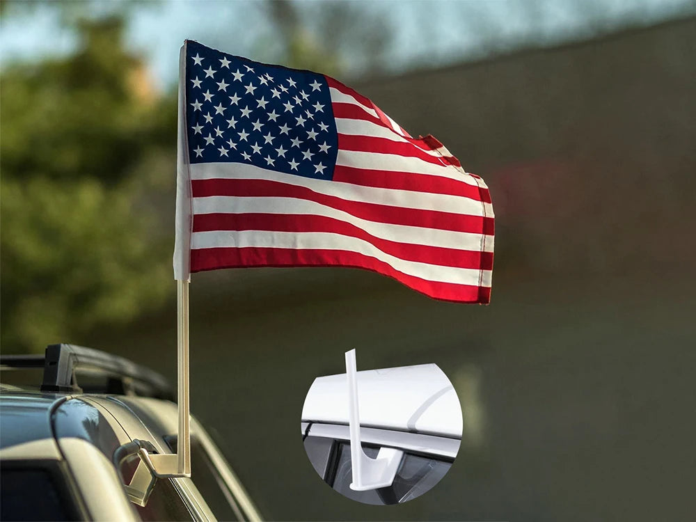 American Car & Window Flag with Plastic Pole