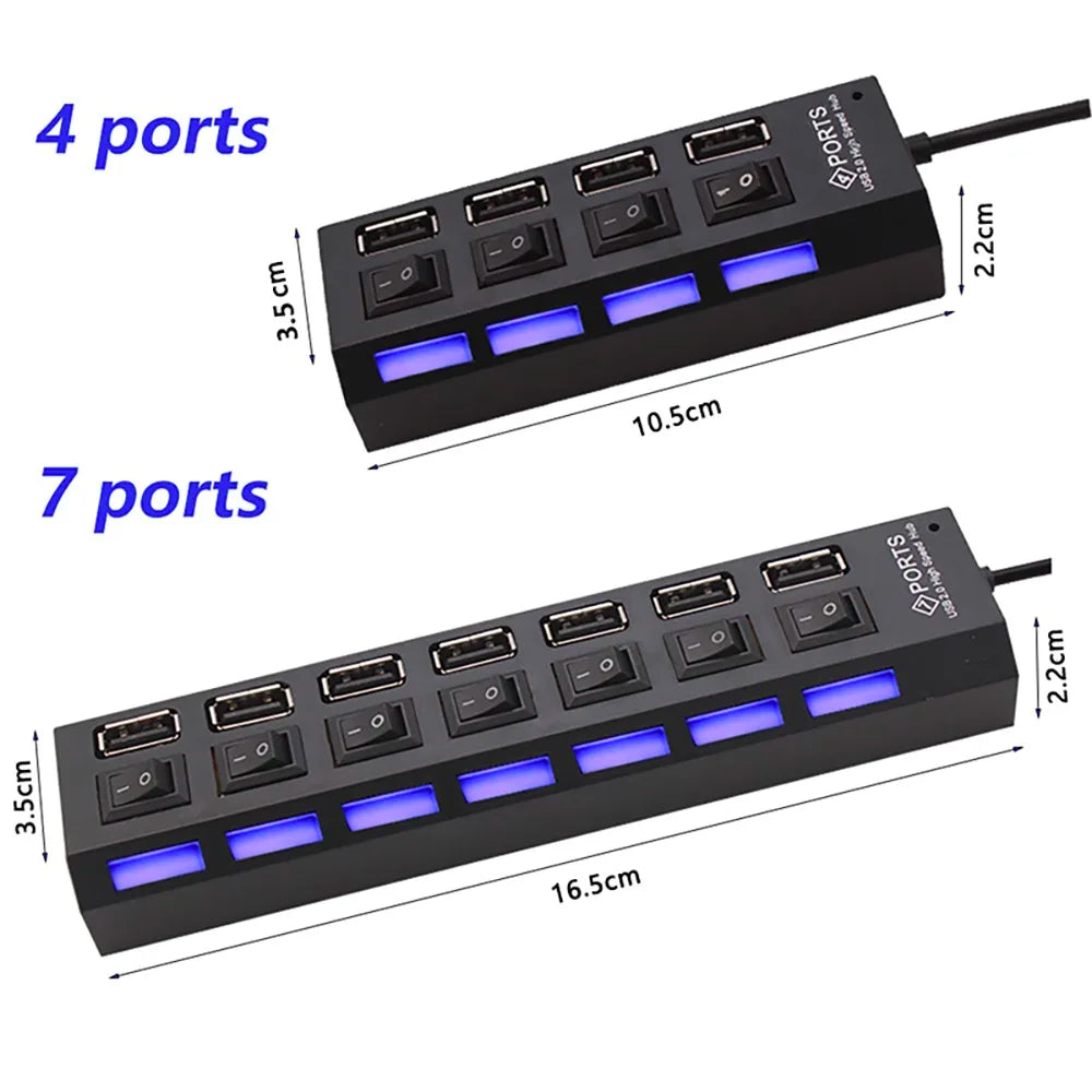 USB Hub 4/7-Port with On/Off Switch