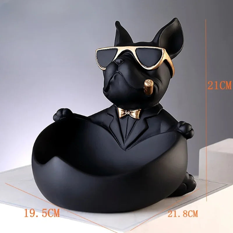 Resin Dog Figurine with Storage Box, Home Décor