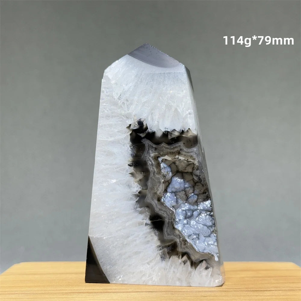 Black Agate Geode Obelisk Crystal