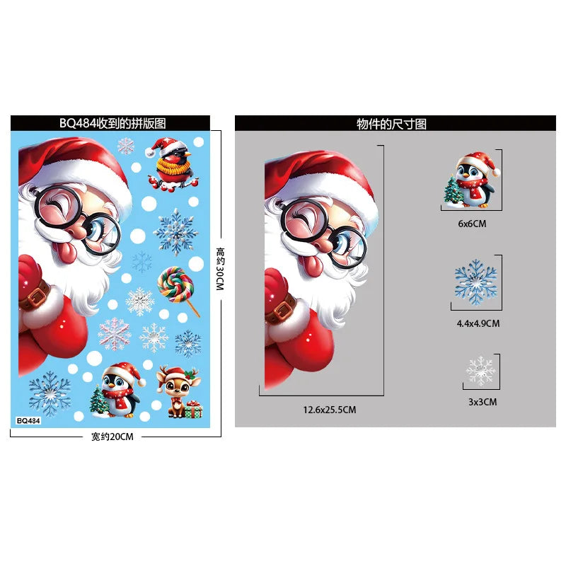 Christmas Snowflake & Santa Window Clings