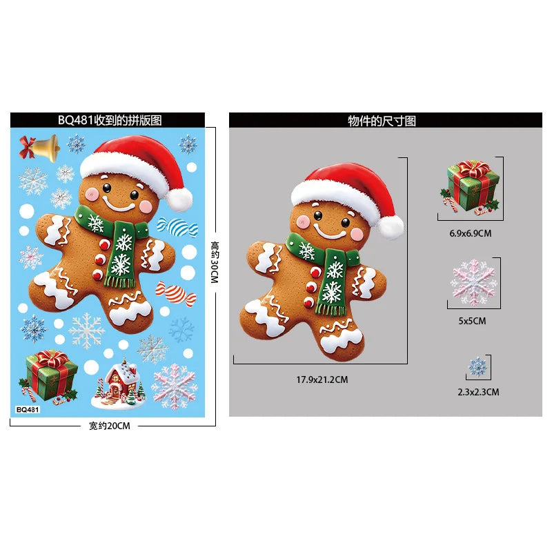Christmas Snowflake & Santa Window Clings
