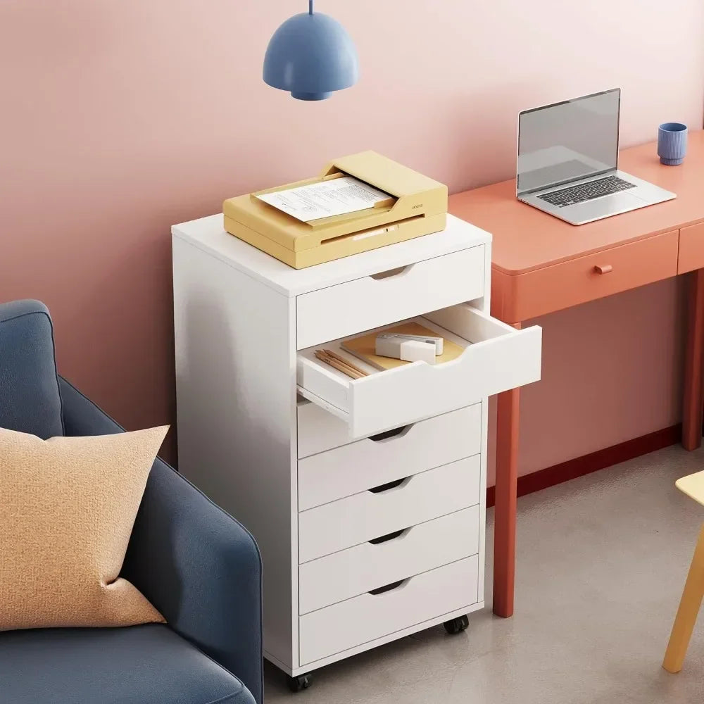 7-Drawer Wood Storage with Wheels