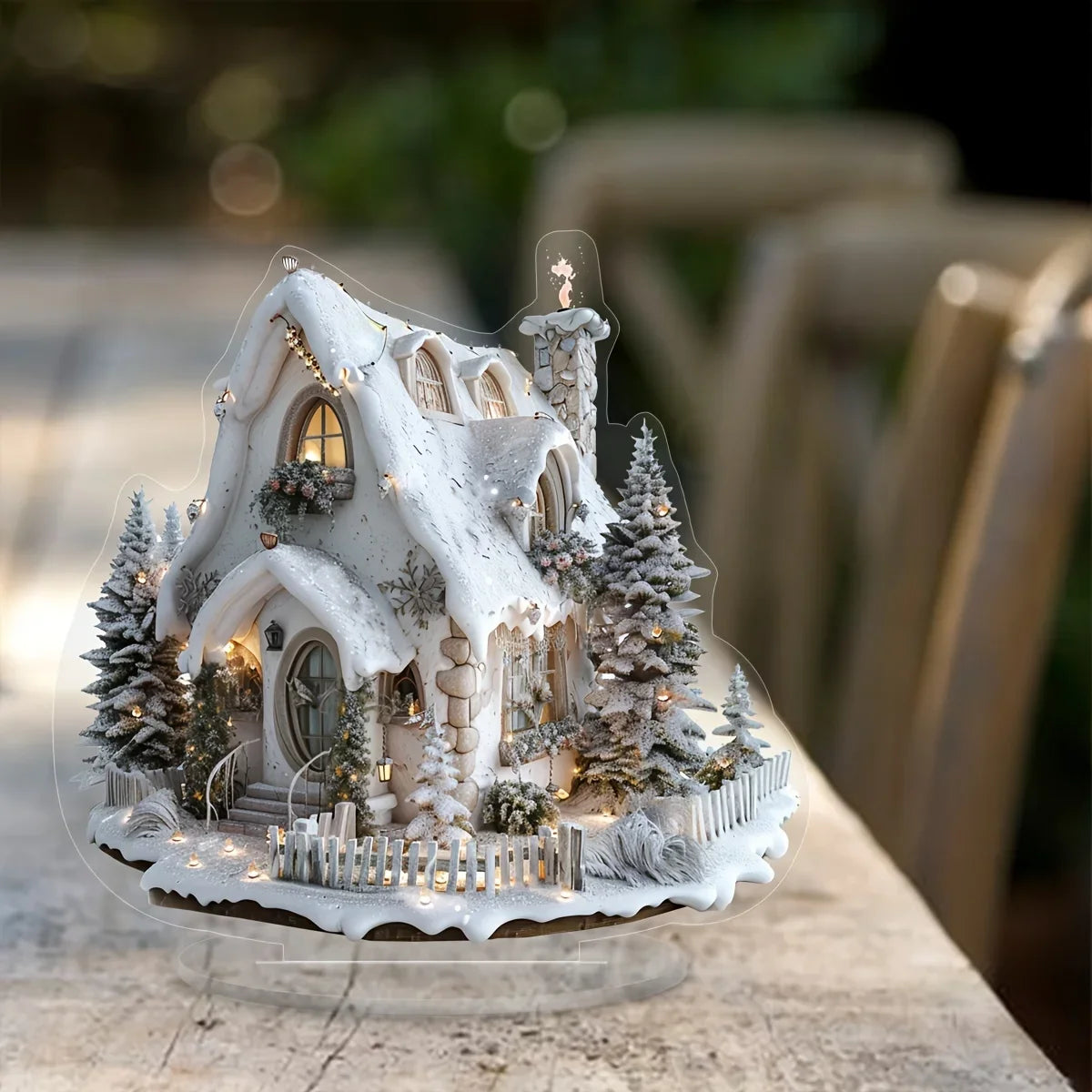 Acrylic Santa & Reindeer Sleigh Decoration
