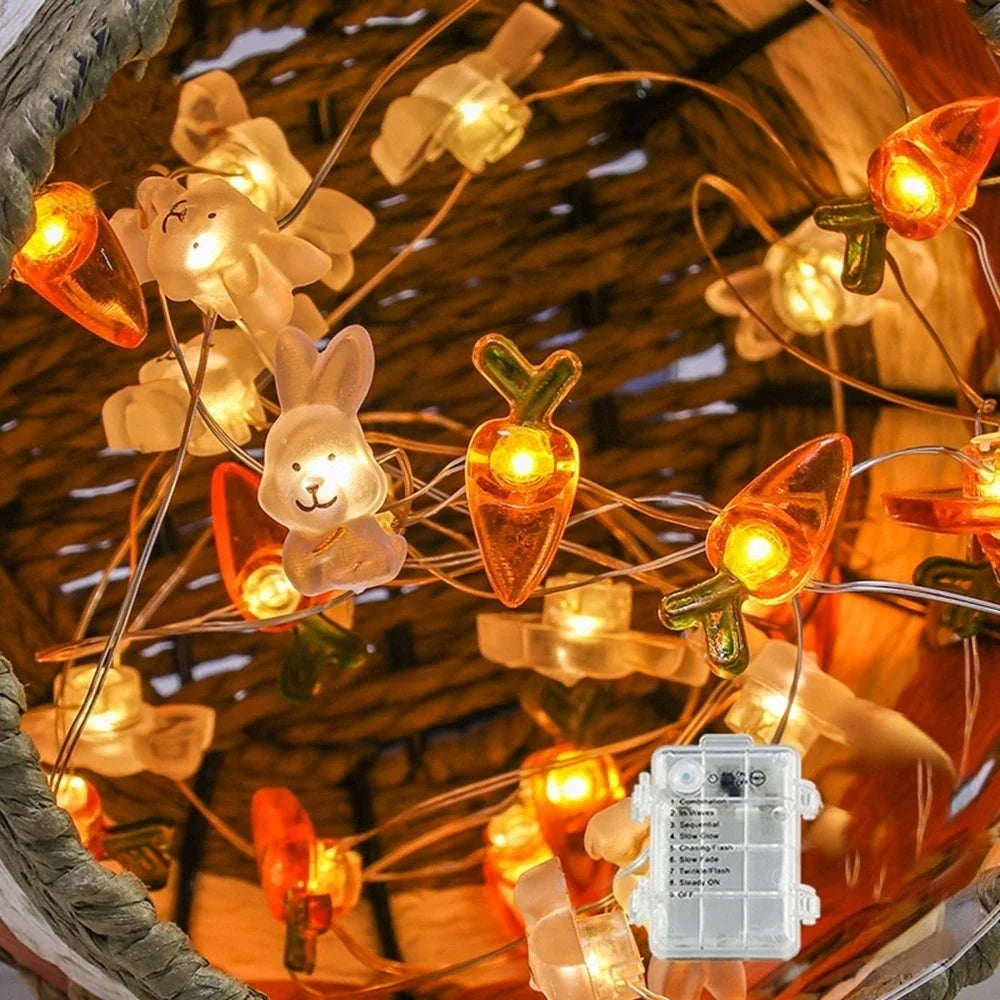 Easter Rabbit & Carrot LED String Lights