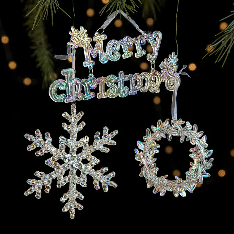 Acrylic Snowflake & Reindeer Christmas Pendant