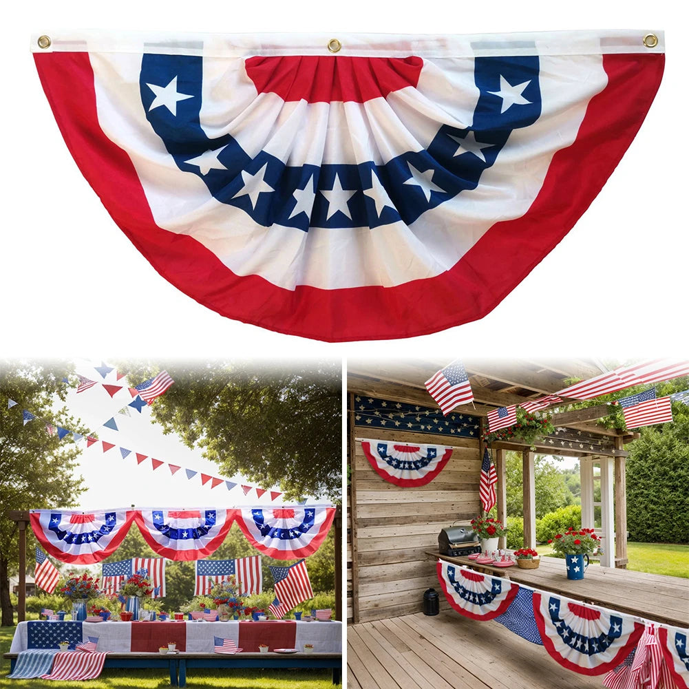 USA Patriotic Pleated Fan Flag Banner